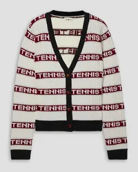 Tory Sport Cardigan aus geripptem Jacquard-Strick aus einer Wollmischung Weiß