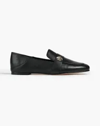 Stuart Weitzman Loafers aus Leder mit einklappbarer Fersenpartie und Verzierung Schwarz