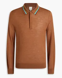 Paul Smith Pullover aus einer Woll-Seidenmischung mit Polokragen Braun