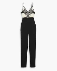 David Koma Jumpsuit aus Crêpe mit Kristallen Schwarz