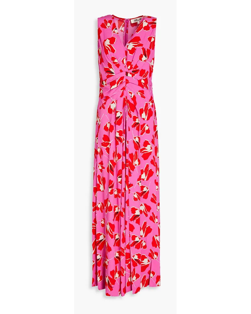 Diane von Furstenberg Ace Maxikleid aus Crêpe mit floralem Print Pink