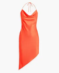 Alice + Olivia Alice OliviaHarmony asymmetrisches Neckholder-Minikleid aus glänzendem Crêpe Orange