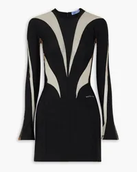 Thierry Mugler Illusion Minikleid aus Stretch-Jersey mit Tülleinsätzen Schwarz