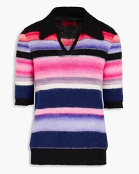 Missoni Gestreifter Strickpullover mit Polokragen Schwarz