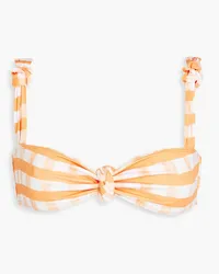 Jacquemus Le Haut Vichy Bikini-Oberteil mit Gingham-Karo und Knotendetail Orange