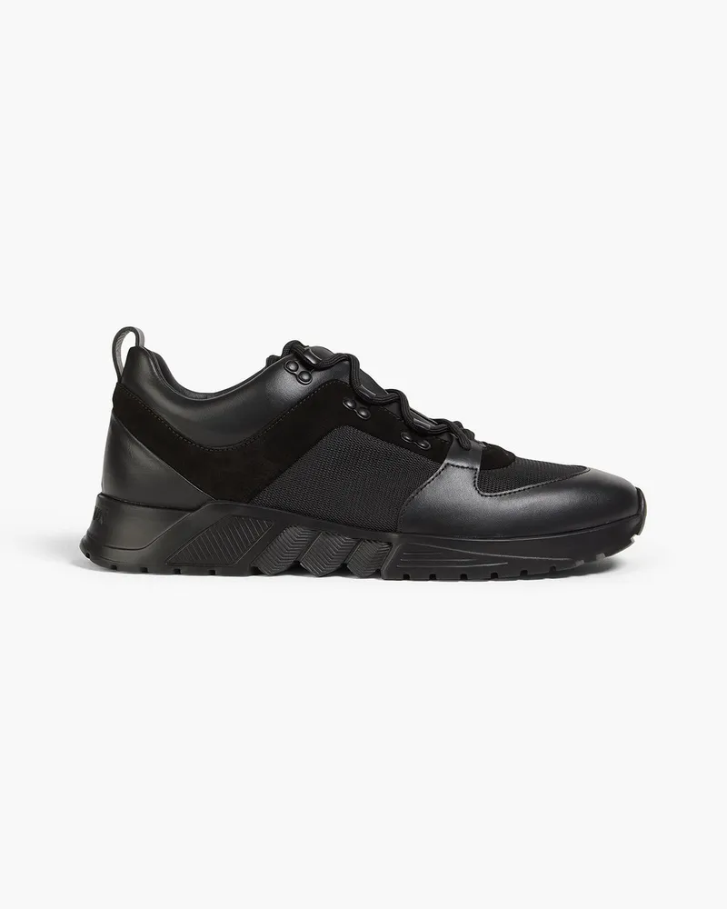 Giorgio Armani Sneakers Aus Leder Veloursleder Und Shell Schwarz