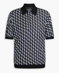 Rag & Bone Vaughn Poloshirt aus Strick mit Intarsienmuster Blau