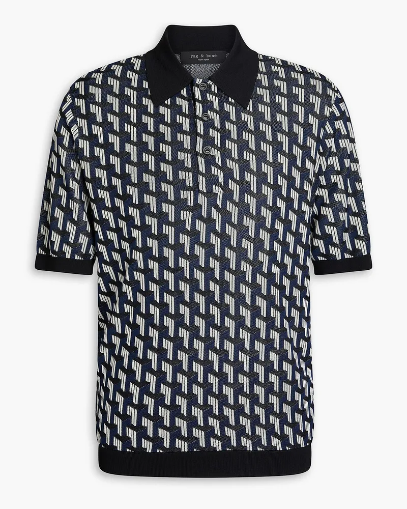 Rag & Bone Vaughn Poloshirt aus Strick mit Intarsienmuster Blau