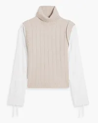 Derek Lam Paola Rollkragenpullover aus Popeline und gerippter Wolle Neutral