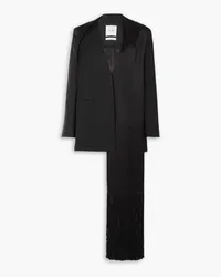 Esse Studios NET SUSTAIN Mono Blazer aus einer Wollmischung und Satin mit Fransen Schwarz