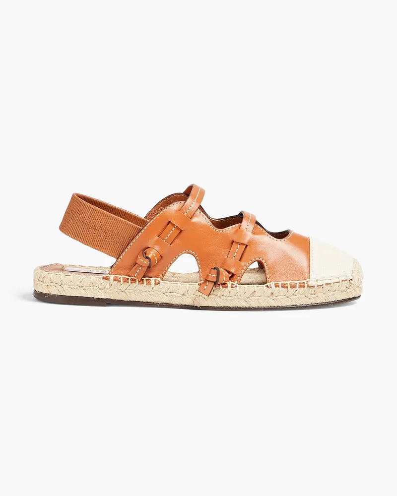 Zimmermann Slingback-Espadrilles aus Leder und Canvas Braun