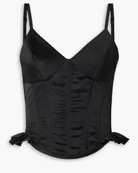 Rosamosario Bustier-Oberteil aus Satin mit Rüschen Schwarz