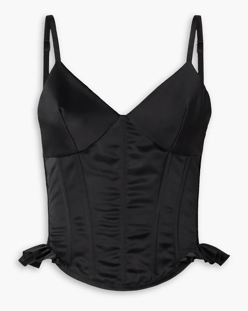 Rosamosario Bustier-Oberteil aus Satin mit Rüschen Schwarz