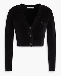 Alexander Wang Cropped Cardigan aus Chenille aus einer Baumwollmischung Schwarz