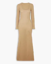 Jacquemus Dao Maxikleid aus gebürstetem Rippstrick Neutral