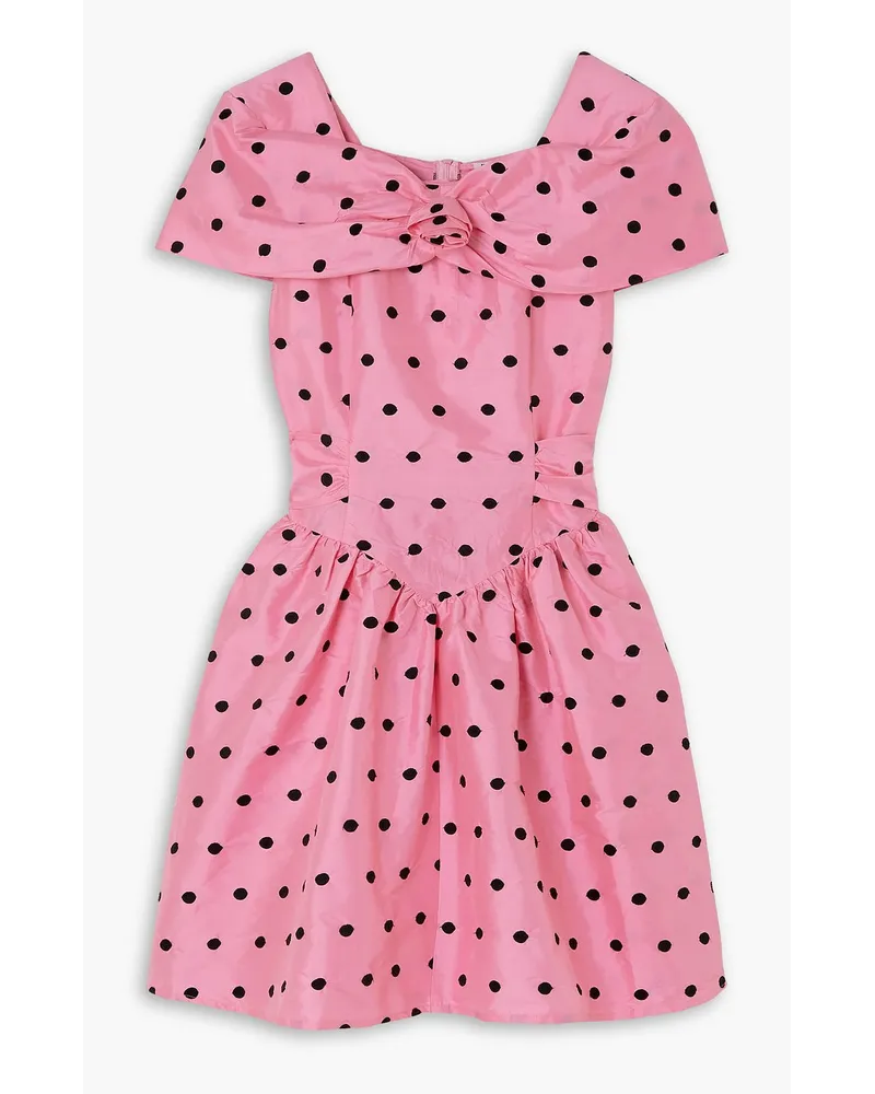 BATSHEVA Salt Minikleid aus Taft mit Polka-Dot-Stickereien Pink