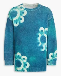 Maison Margiela Pullover aus Rippstrick mit Batikmuster Blau