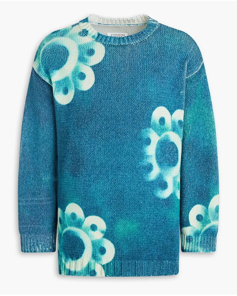 Maison Margiela Pullover aus Rippstrick mit Batikmuster Blau