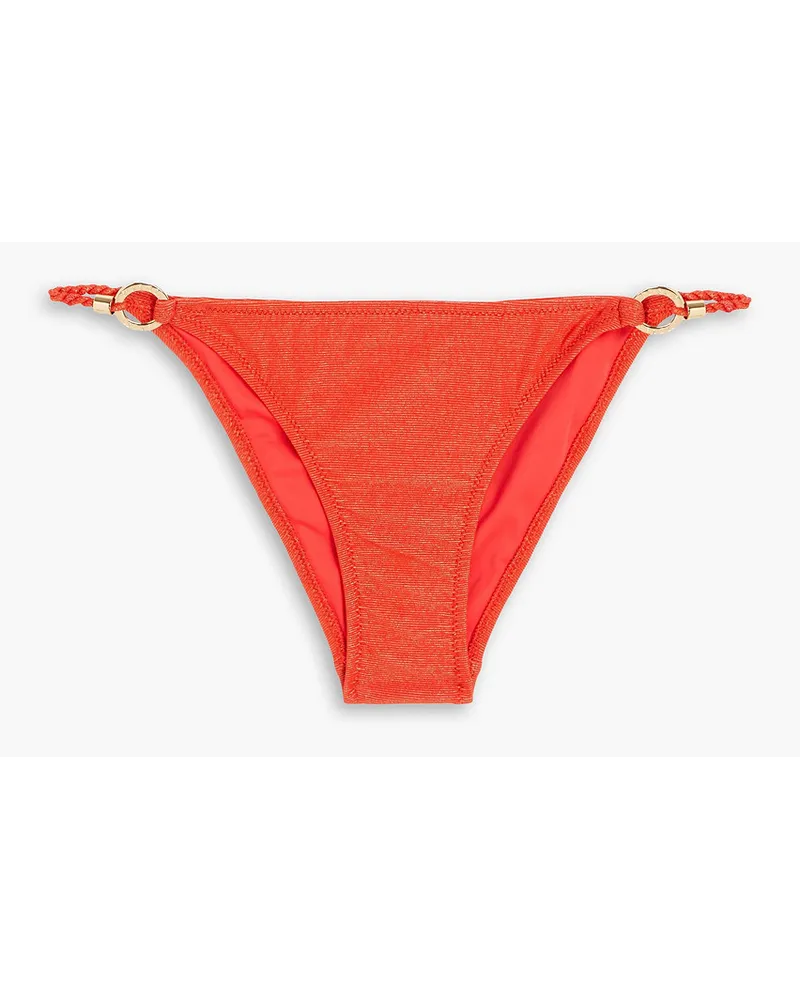 Heidi Klein Tief sitzendes Bikini-Höschen mit Metallic-Effekt Rot