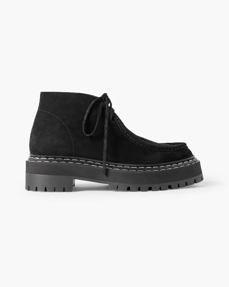 Proenza Schouler Ankle Boots aus Veloursleder mit Plateau Schwarz