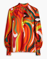 Emilio Pucci Bedruckte Bluse aus Seiden-Twill Orange