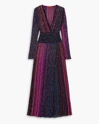 Missoni Gestreiftes Maxikleid aus einer gerippten Seidenmischung mit Pailletten Lila