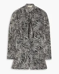 Michael Kors Playsuit aus Georgette mit Zebraprint und Schluppe Schwarz