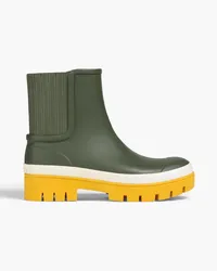 Tory Burch Hurricane Ankle Boots aus Gummi inColour-Block-Optik Grün