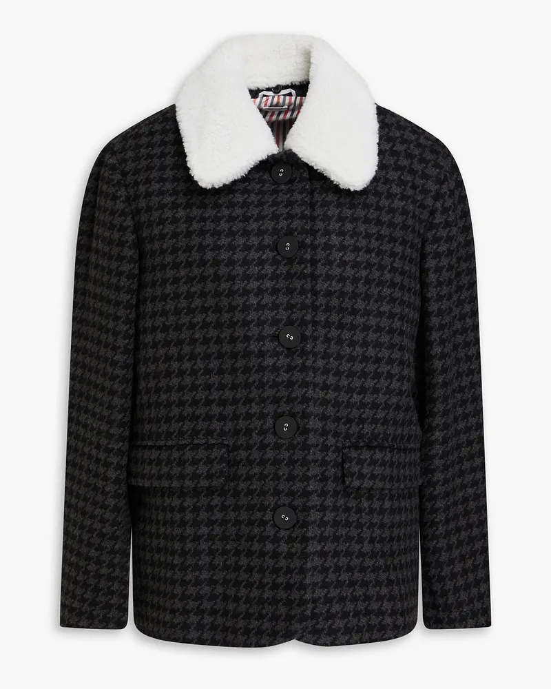 Thom Browne Jacke aus Kaschmir-Tweed mit Hahnentrittmuster Schwarz