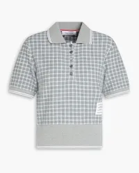 Thom Browne Kariertes Poloshirt aus Tweed aus einer Baumwollmischung Grau