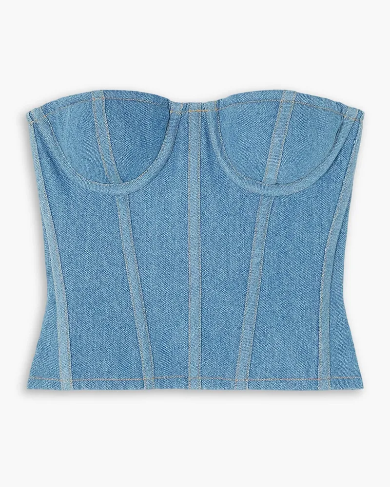 Sergio Hudson Trägerloses Bustier aus Denim Blau