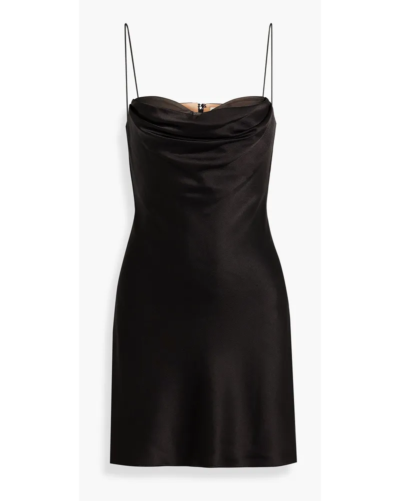 Alice + Olivia Alice OliviaSumiko Minikleid aus Satin mit Tülleinsätzen und Drapierung Schwarz