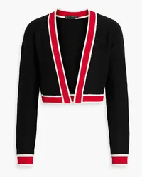 Alice + Olivia Alice OliviaJuanna cropped striped knitted cardigan Schwarz