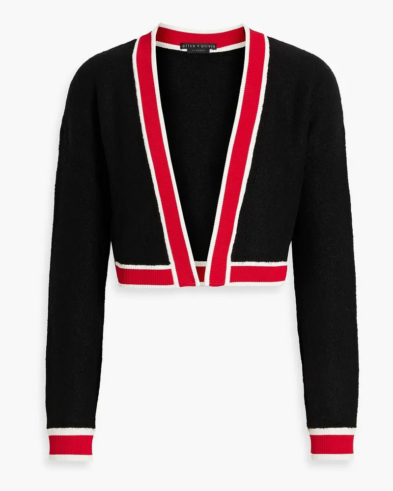 Alice + Olivia Alice OliviaJuanna cropped striped knitted cardigan Schwarz