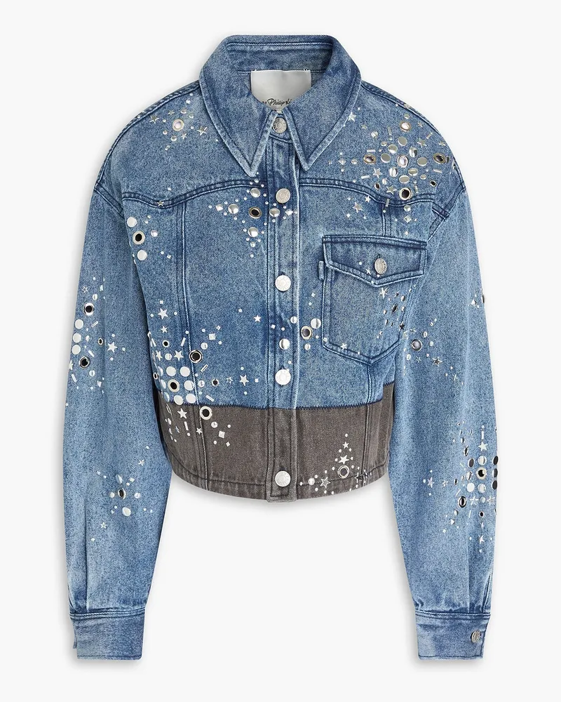 3.1 phillip lim Liberty zweifarbige Jeansjacke mit Verzierung Blau