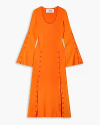 Christopher John Rogers Neonfarbenes Midikleid aus Stretch-Jersey Orange