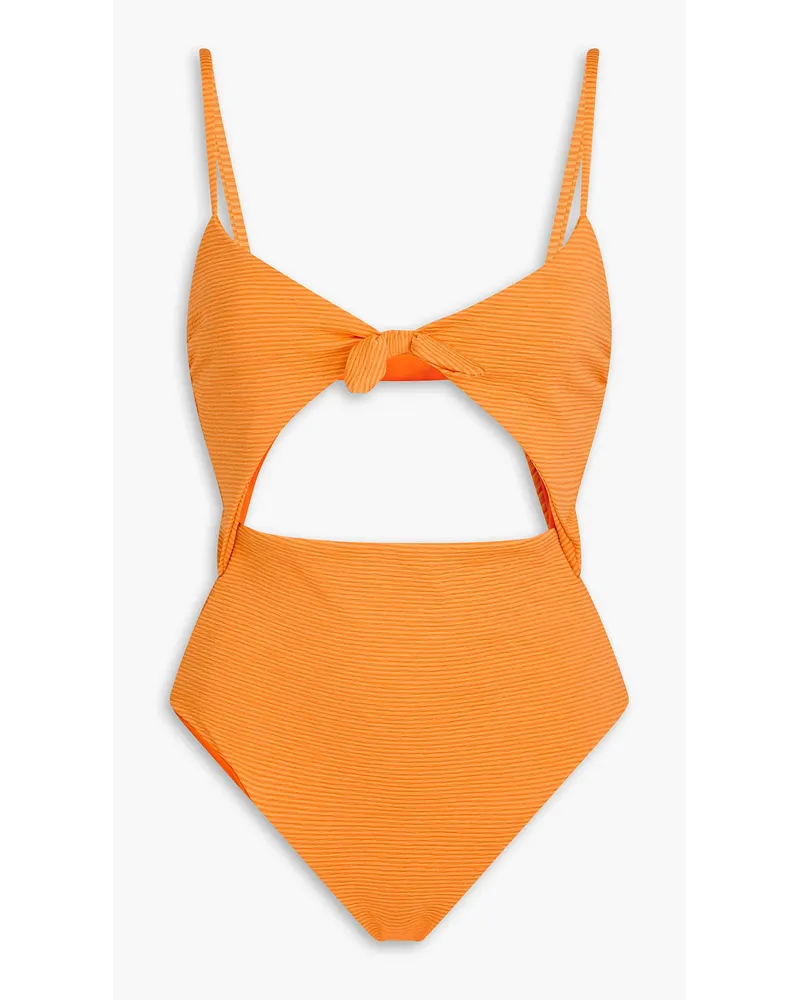 Mara Hoffman Kia gerippter Badeanzug mit Cut-outs und Knotendetail Orange