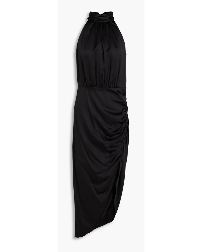 Veronica Beard Gabriella asymmetrisches Neckholder-Midikleid aus Satin aus einer Seidenmischung Schwarz