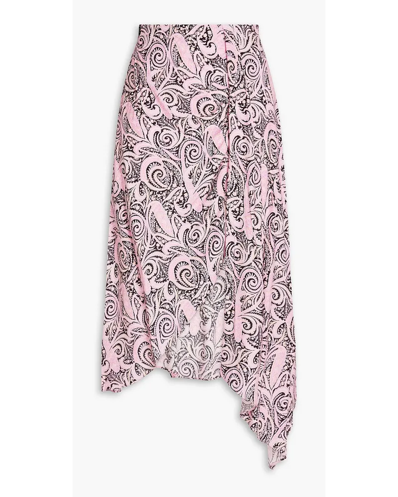 Maje Asymmetrischer Rock aus Crêpe mit Paisley-Print Pink