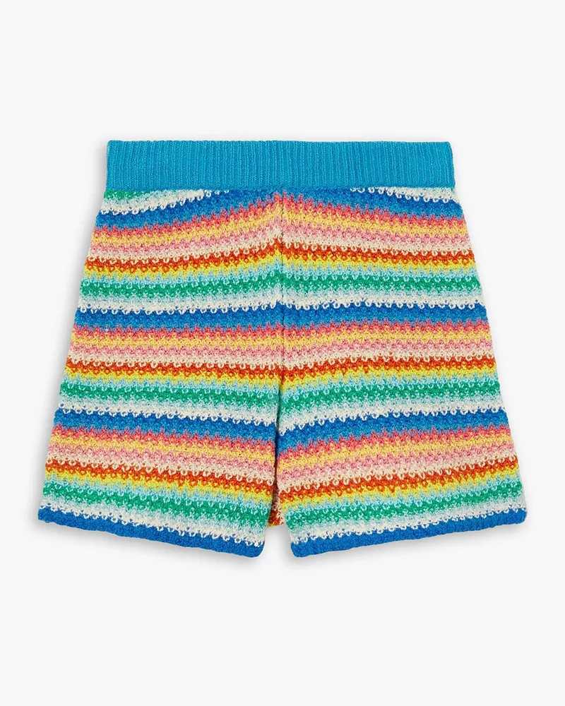 Alanui Over The Rainbow gestreifte Shorts aus gehäkelter Baumwolle Bunt