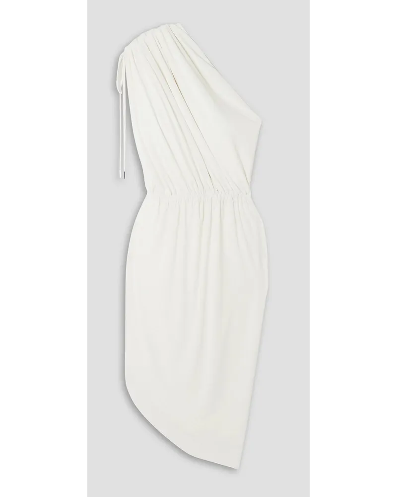 Halston Bev drapiertes Kleid aus Jersey mit asymmetrischer Schulterpartie Weiß