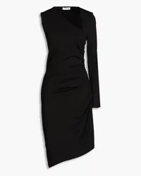 Halston Skyler Midikleid aus Crêpe mit asymmetrischer Schulterpartie Schwarz