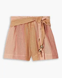 Lisa Marie Fernandez Farrah Shorts aus Gaze aus einer Leinenmischung Orange