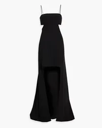 Halston Asher asymmetrische Robe aus Stretch-Crêpe mit Cut-outs Schwarz