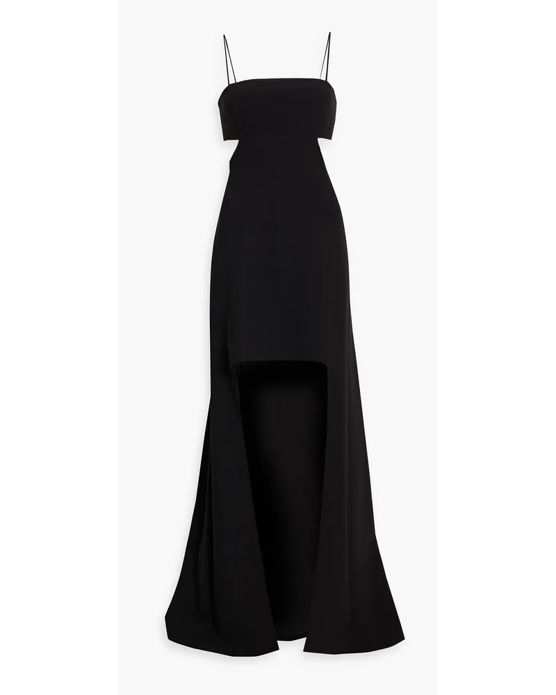 Halston Asher asymmetrische Robe aus Stretch-Crêpe mit Cut-outs Schwarz