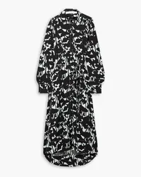 Proenza Schouler Midi-Hemdblusenkleid aus Popeline mit Print und Bindegürtel Schwarz