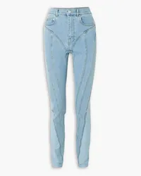 Thierry Mugler Hoch sitzende Skinny Jeans mit Einsätzen aus Stretch-Jersey Blau