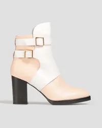 TOD'S Zweifarbige Ankle Boots aus Leder Weiß