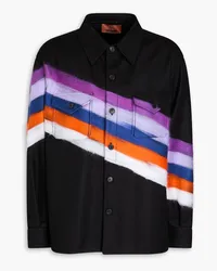 Missoni Gestreiftes Overshirt aus Filz aus einer Wollmischung Schwarz