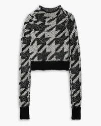 Rag & Bone Edith Cropped Strickpullover mit Intarsienund Hahnentrittmuster Grau